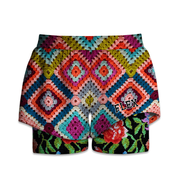 Printed Liner Shorts - Diamond Crochet Pattern