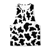 Printed Muscle Tank - Cow Print