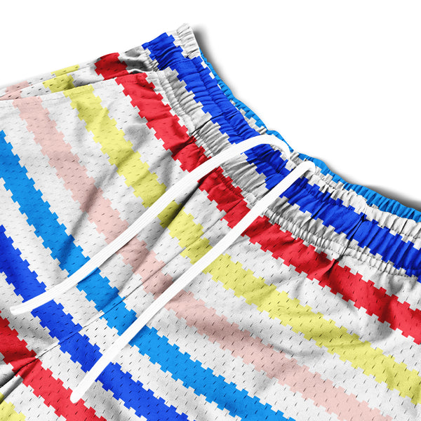 Mesh Flex Shorts 5" - Rainbow Stripes (Preorder)