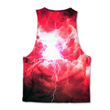 Printed Muscle Tank - Red Lightning