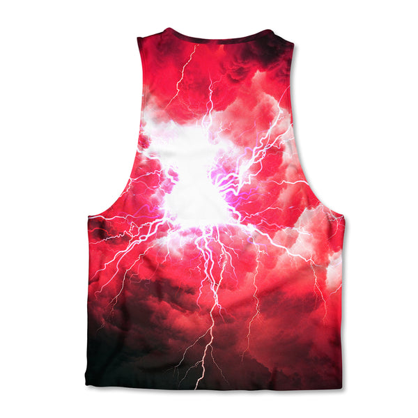 Printed Muscle Tank - Red Lightning