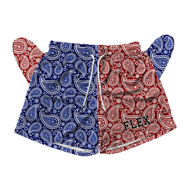 Basic Mesh Short - Paisley Red and Blue