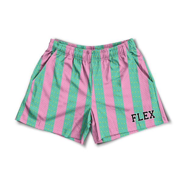 Mesh Flex Shorts 5" - Pastel Striped (Preorder)