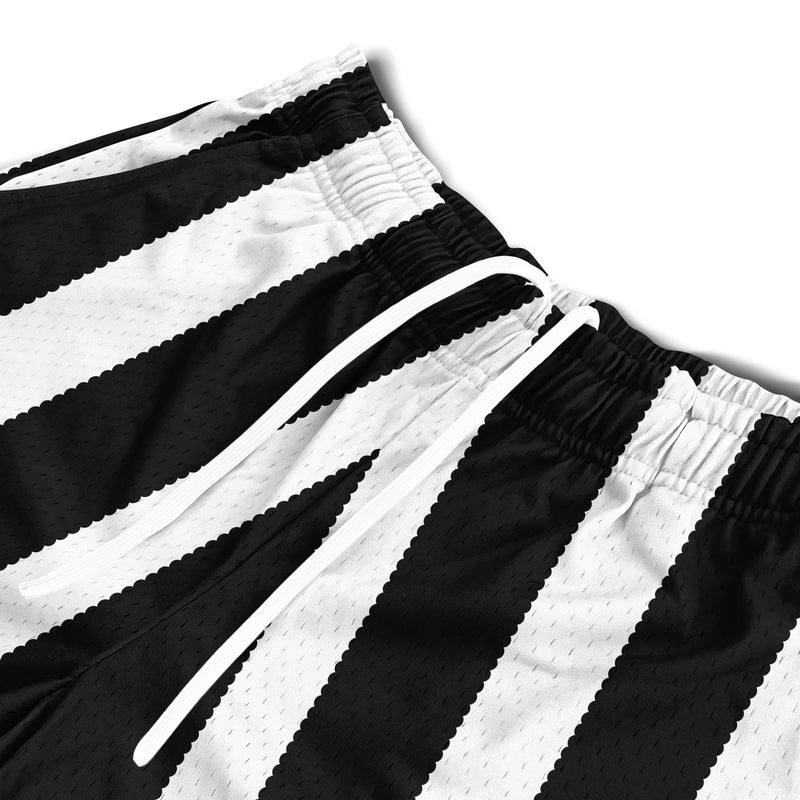 Mesh Flex Shorts 5" - B&W Stripes