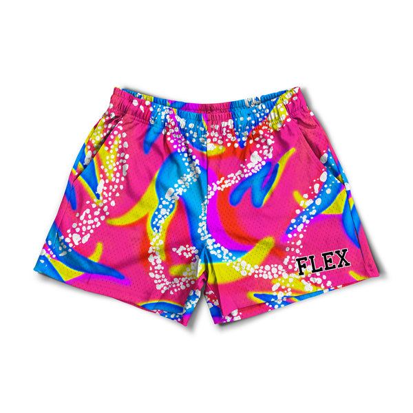 Mesh Flex Shorts 5" - Retro Neon (Preorder)