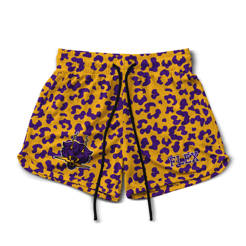 Muay Thai Shorts - Purple and Gold Leopard (Preorder)