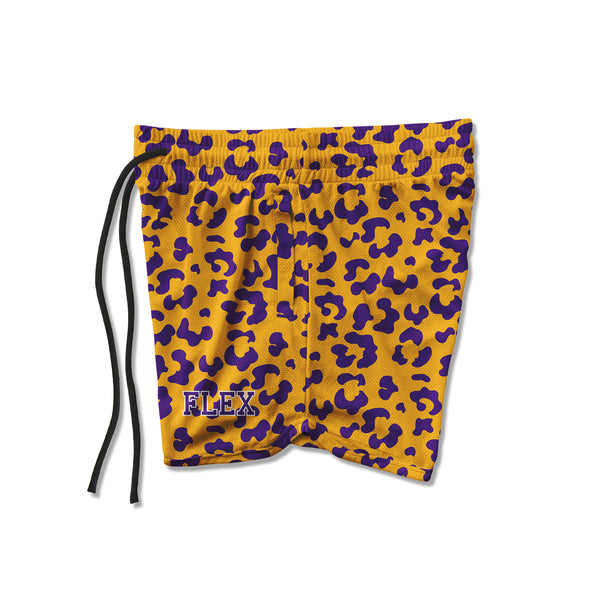 Muay Thai Shorts - Purple and Gold Leopard