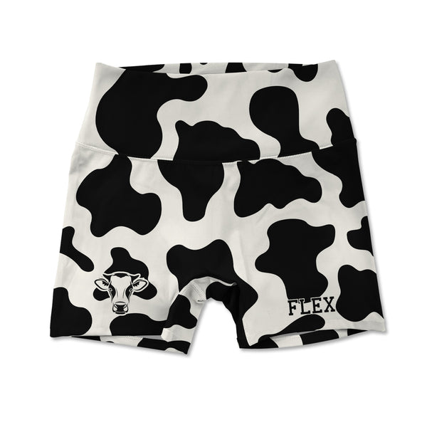 Printed Active Shorts - Cow Print