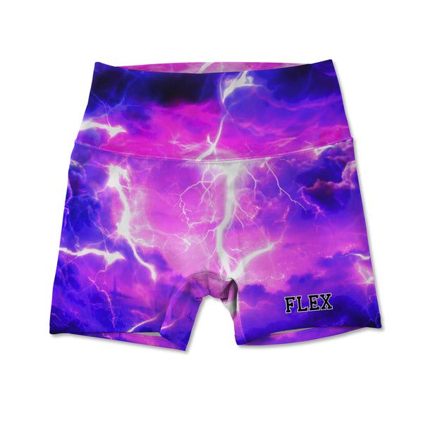Printed Active Shorts - Purple Lightning