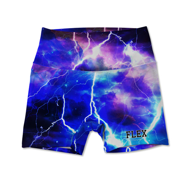 Printed Active Shorts - Blue Lightning