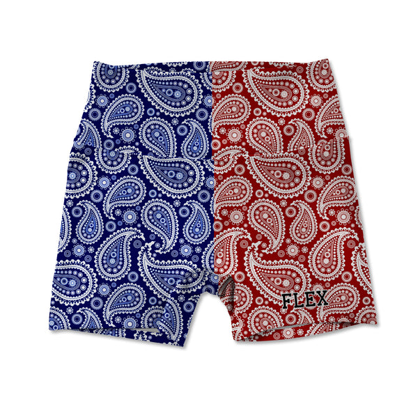 Printed Active Shorts - Red and Blue