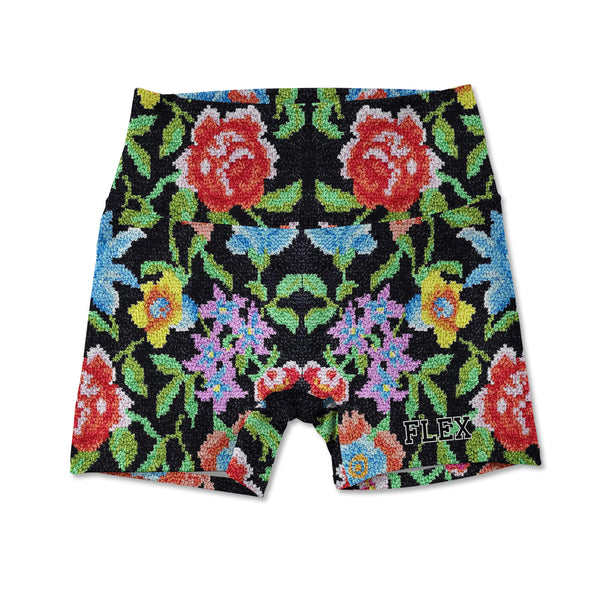 Printed Active Shorts - Floral Carpet