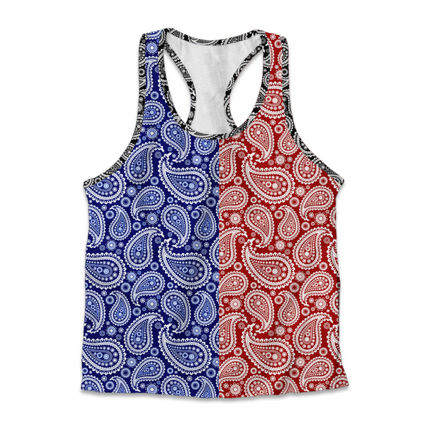 Printed Jersey Tank - Paisley Red and Blue