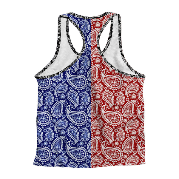 Printed Jersey Tank - Paisley Red and Blue
