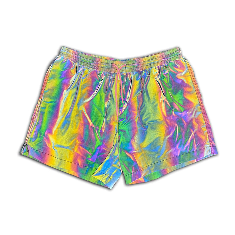 This shorts is very unique with its Raindbow Reflective outer fabric that will standout and keep yourself looking and feeling cool this summer!