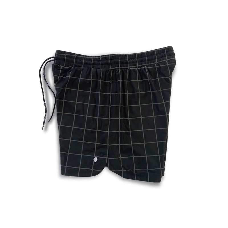 5" inseam which is slightly longer than our original linerless short, but still enough to celebrate those quads with Rainbow Reflective GRID pattern on outer fabric