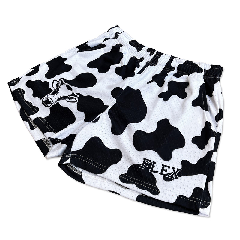 Mesh Flex Shorts 5" - Cow Print (PreOrder)