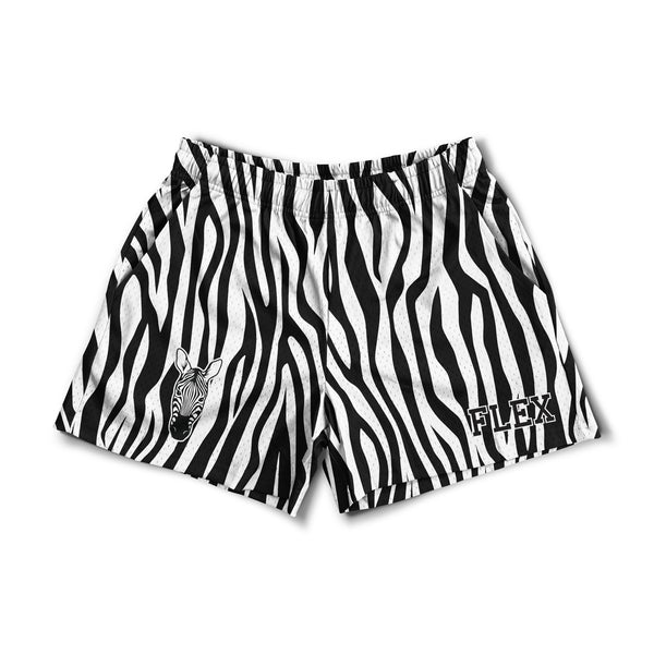 Mesh Flex Shorts 5" - Zebra Print