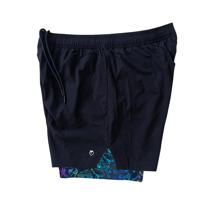 Men's Reflective Liner Active Shorts 5" - Black/Mushroom