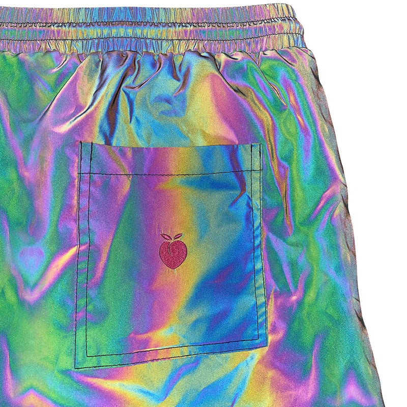 This shorts is very unique with its Raindbow Reflective outer fabric that will standout and keep yourself looking and feeling cool this summer!