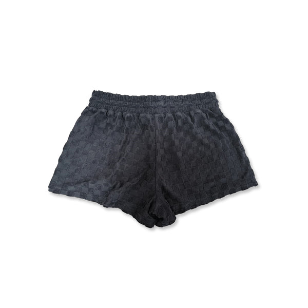 Women's Checkered Terry Shorts - Charcoal (50% OFF!)