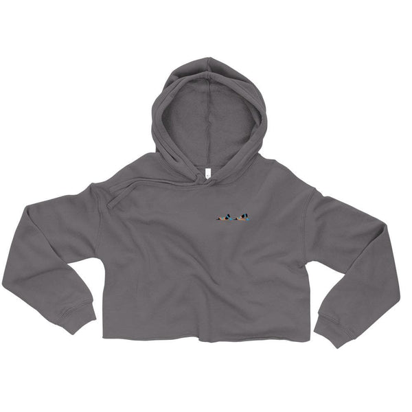 Affordable crop hoodie, gray or storm crop hoodie with trendy design.