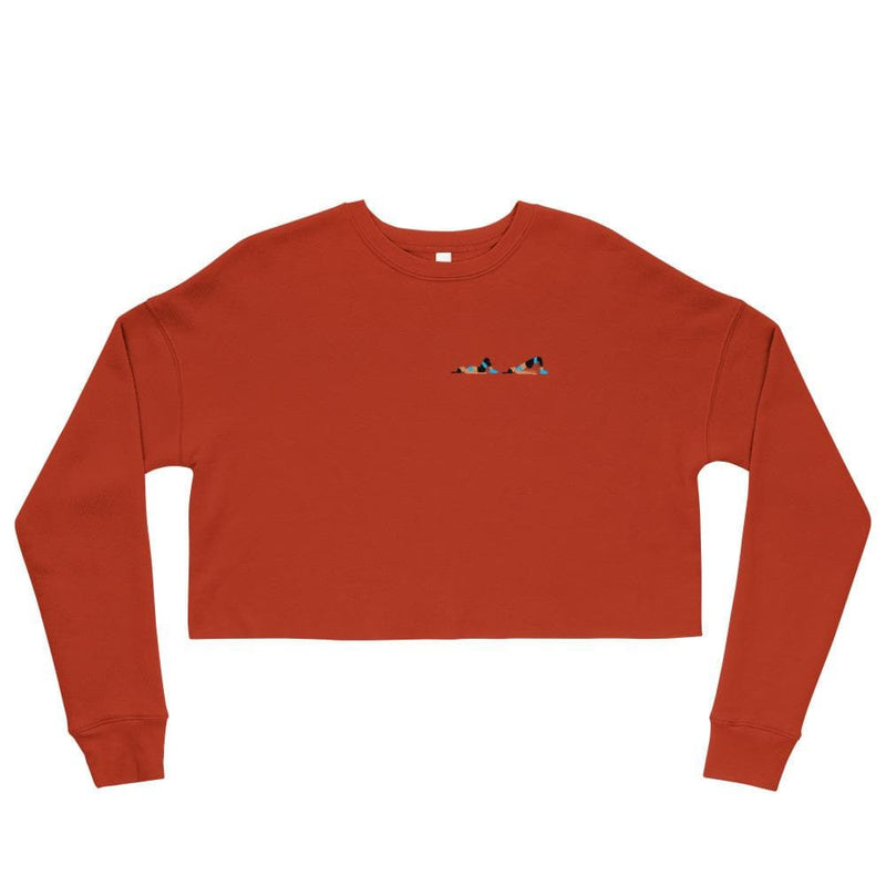 Affordable crop sweatshirt, brick crop sweatshirt with trendy design, fleece crop sweatshirt.